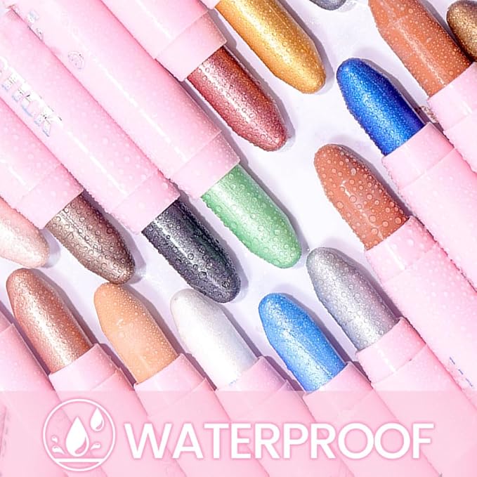 Kaely 2in1 Cream Eye Shadow Brightener Sticks for Eyes, Pencil Eyeshadow Applicator Stick Waterproof Pigmented, Eye Shadow Palette Highlighter Makeup, sombras para ojos, 27 Rose Shimmer