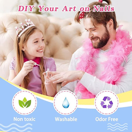 Kids Nail Polish, Non-Toxic Toddler Nail Polish Water-Based Peel-Off Quick Dry Low Odor 12 Candy Colors Mini Nail Kit for Girls