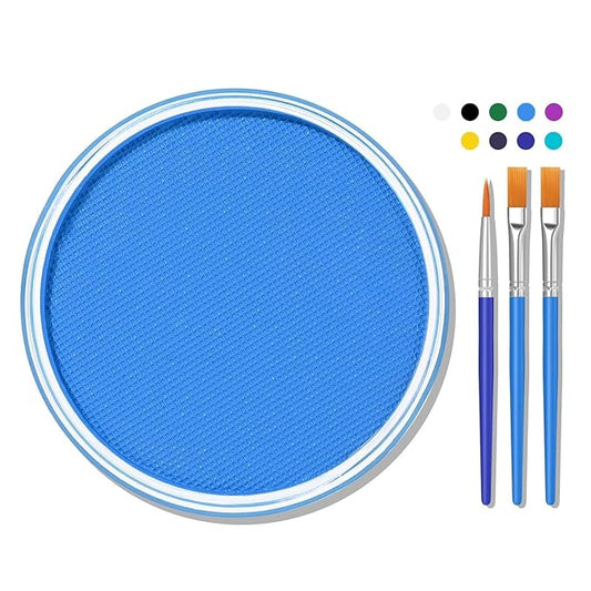 Blue Face Body Paint Makeup 30G,Professional Stage Screen Halloween,Non Toxic Face Body Paint Makeup for Halloween Costume Theater Dress-Up Corpse Bride Sally Smurf Avatar Makeup-05