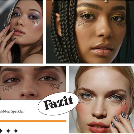 Fazit Makeup Patches - Halloween Webbed Speckles - Glow Up Make-Up Patches - Cute Glitter Makeup Accessories For Women - Cosmetic Glitter For Face