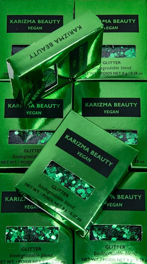 Vegan Biodegradable Chunky Glitter // Karizma Beauty Green Bio Glitter Eco Glitter Face Glitter Festival Chunky 8g