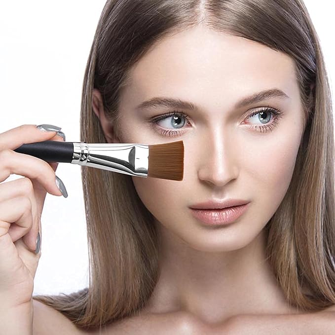 ENERGY Square Foundation Brush for Liquid Cream Makeup Professional Flat Face Mask Brush for Facial Premium Soft Synthetic Contour Brush for Blending Liquid Cream Foundation Emulsion Cosmetics 191