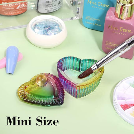 Nail Art Brushes, 6 Acrylic Nail Brushes Dappen Dish Set - Dappen Dish for Acrylic Nails, Monomer Dish Nail Glass Cup Nail Art Manicure Tools (10 Piece Set)