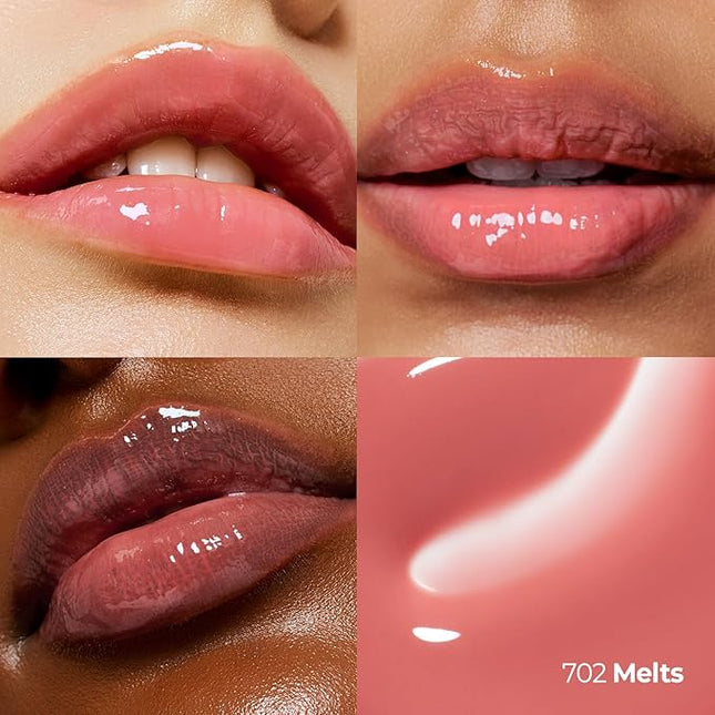 Laka Fruity Lip Glotioner, 10ml/0.33 fl.oz, Lip Gloss with High Shine Vivid Colors, Jelly tip for Hygienic & Easy Application, K-Beauty (#702 Melts)