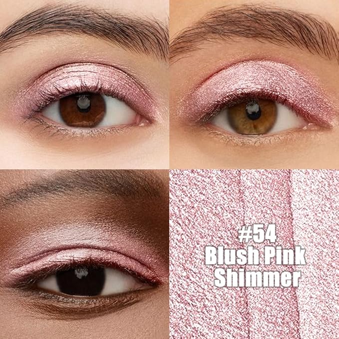 Light Pink Shimmer Cream Eye Shadow Stick Makeup for Women, Pink Shimmer Eyeliner Pencil Eyeshadow Brightener Stick for Eyes, Waterproof Eyeshadow Applicator Blendable, sombras para ojos 54#