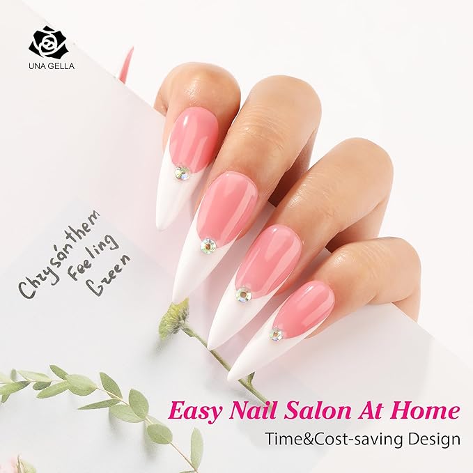 UNA GELLA Long Stiletto Gel Nail Tips Halloween Full Cover 504PCS Pre-shape Long Stiletto Almond Fake Clear Nails Tips No Need File Gel Tips No C Curve for Nail Extension DIY Art Salon 12 Sizes