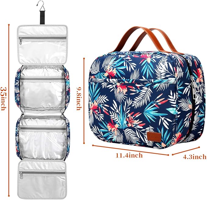 Hanging Travel Toiletry Bag,Large Capacity Cosmetic Travel Toiletry Organizer for Women with 4 Compartments & 1 Sturdy Hook,Perfect for Travel/Daily Use/Christmas