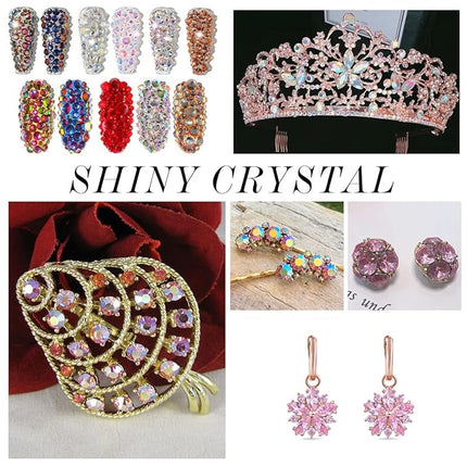 288Pcs Pink AB Crystal Rhinestones,Glass Flatback Rhinestones Gemstones for Nail Face Makeup Art Crafts Clothes Decoration -(SS30,6.5mm,Pink AB)