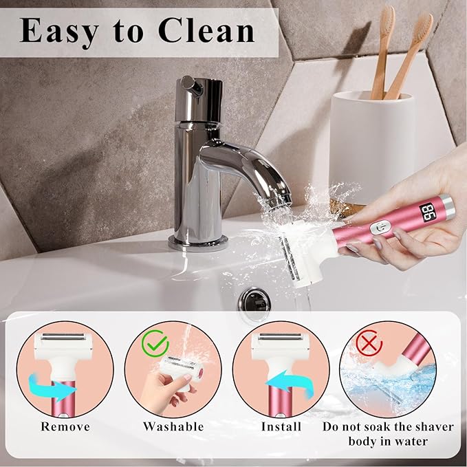 Electric Shaver for Women Men,Wet & Dry Cordless Electric Razor with 4 Accessories,Rechargeable Beauty Lady Led Display Facial Hair Remover,Smooth & Silky Bikini Trimmer for Body (Purple)