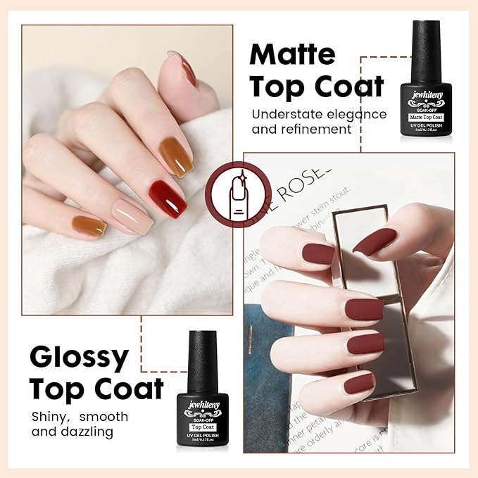 JEWHITENY 23 PCS Gel Nail Polish Set 20 Color Jelly-like Nail Polish Suitable for Salon and Home DIY Manicure