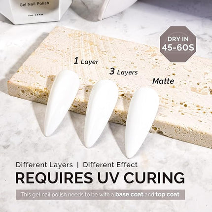 MelodySusie 0.5fl oz White Gel Nail Polish, Nails Soak Off UV LED White Gel Polish Gift for Women Nail Art Manicure Salon DIY Nail Design Decoration at Home-1891