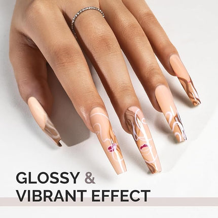 MelodySusie Nude Gel Nail Polish,0.5fl oz Soak Off UV LED Orange Nude Glitter Gel Polish Gift for Women Nail Art Manicure Salon DIY Nail Design Decoration at Home-1755