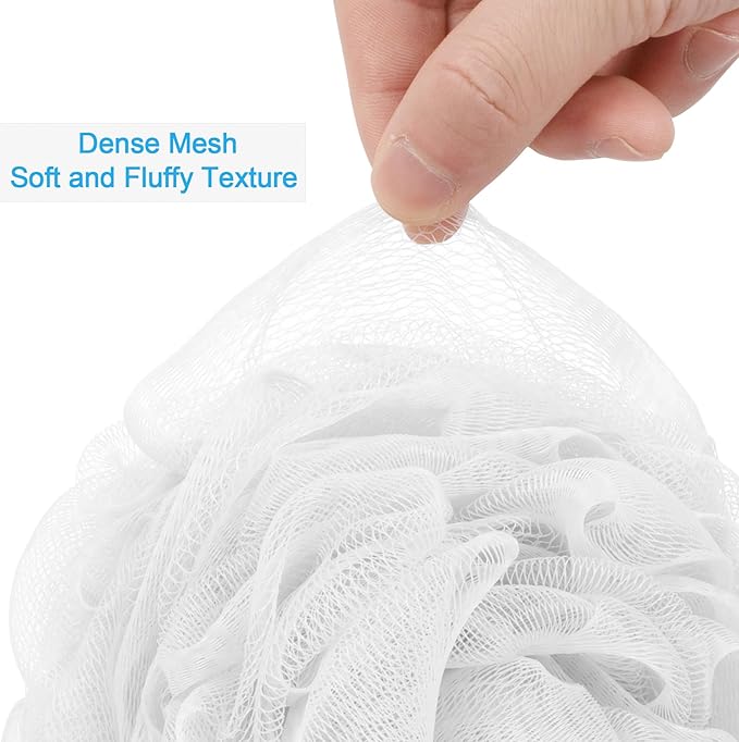 AmazerBath Loofah Sponge 75g/Piece, Exfoliating Bath Sponge Body Scrubber - Loofa Set of 4 - Snow White, Large