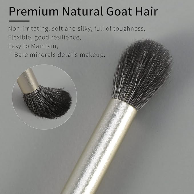 Natural Goat Hair Eye Shadow Brush, ENZO KEN Blending Eyeshadow Brush, Eye Shadow Blending Brush, Eye Blending Brush, Small Nose Contour Brush, Smudge Eye Brushes, Eyeshadow Blending Brush. Gold,E204L