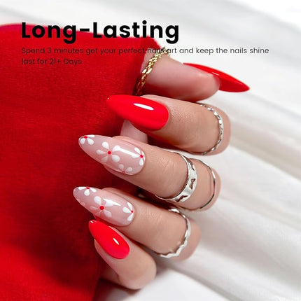 RARJSM Red Gel Nail Polish BrightRed GelNailPolish 1PCS 15ML Opaque Long Lasting NeonRed GelNail Polish Soak off U V Curing Required Nail Art French Manicure Salon DIY at Home