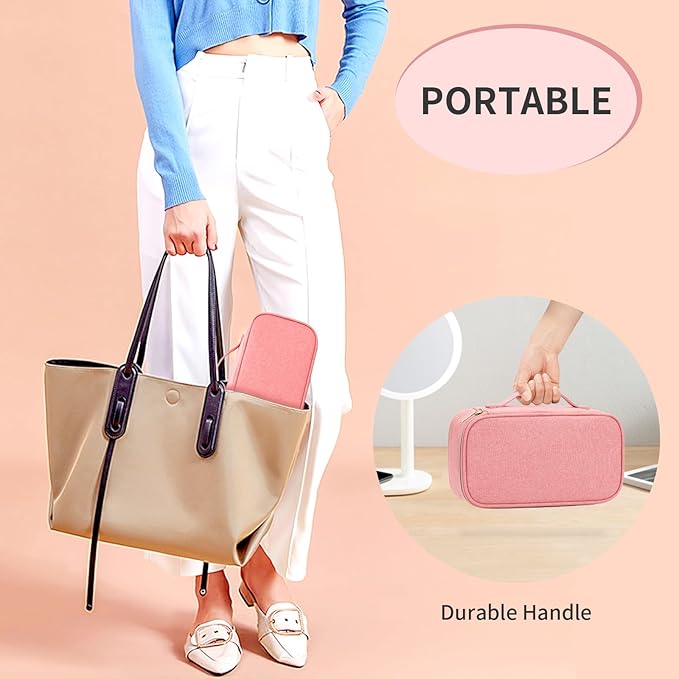 OCHEAL Small Cosmetic Bag,Portable Cute Travel Makeup Bag for Women and Girls Makeup Brush Organizer Cosmetics Pouch Bags-Pink