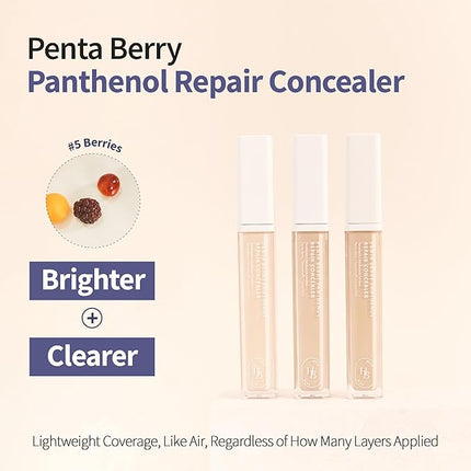 HEVEBLUE Penta Berry Panthenol Repair Concealer 22-23 BEIGE - Lightweight, Full Coverage Dark Circles, Acne&Blemishes, Vegan, Sensitive Skin, Korean Makeup, Non-clogging Pores