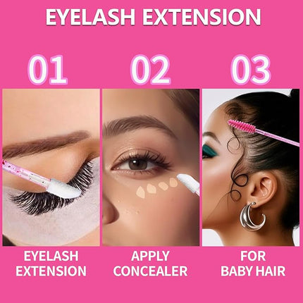 Teenitor 200pcs Lip Applicators Disposable and Mascara Wands, 100pcs Lip Wands, 100pcs Disposable Mascara Wand, Crystal Pink