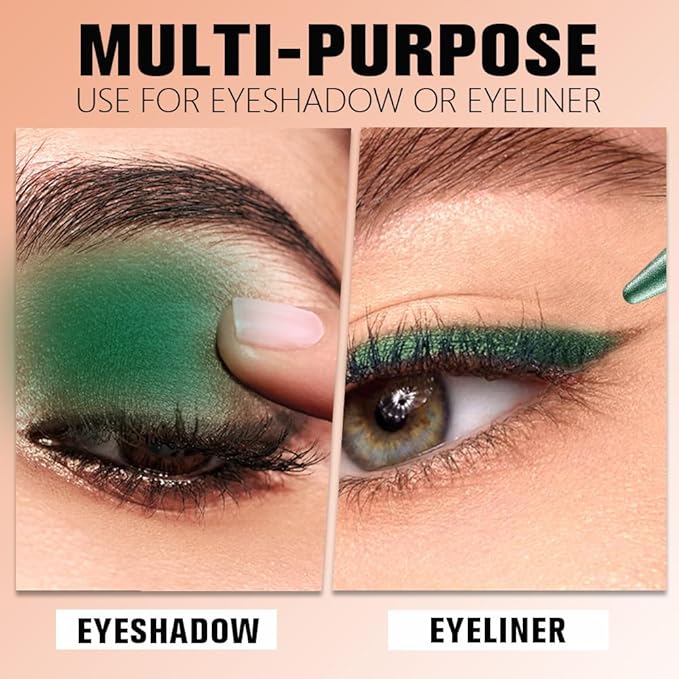 AMY'S DIARY Shimmer Green Gel Eyeliner Pencil,Waterproof Smudge Proof Eye Liner Pen,Eye Face Paint Lipstick Crayon,Color Colorful Eyeliner Eyeshadow Stick (emerald charm)