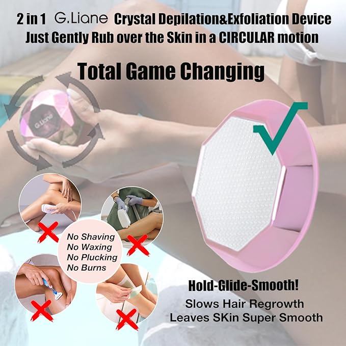 Crystal Hair Eraser,Painless Nano Hair Remover Exfoliation,Gentle and Efficient Glass Hair Removal Device Without Waxing,Natural Epilator for Women and Men(Rose Pink)