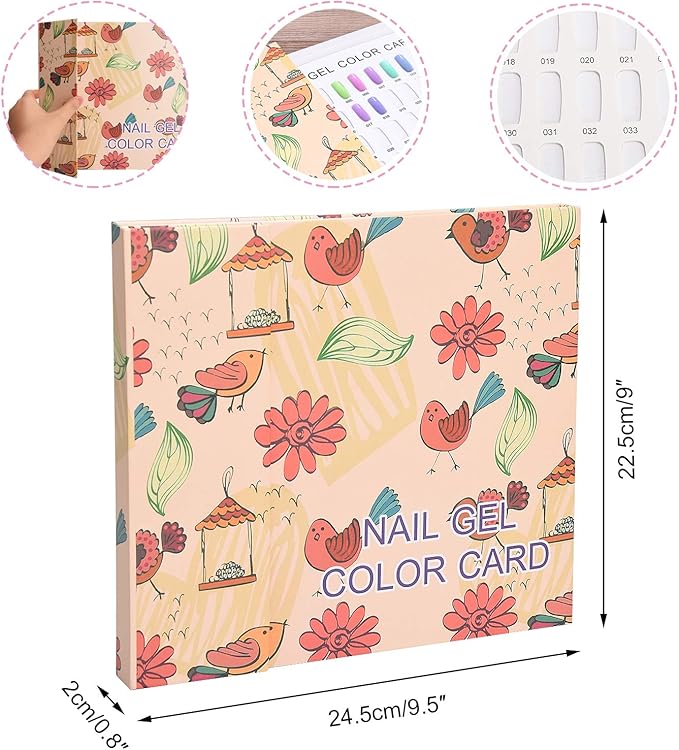 Noverlife 120 Nail Colors Display Book with 120 False Nail Tips, Nail Gel Polish Display Chart, Manicure Salon Studio Nail Art Samples Color Swatches Cardboard Nail Design Showcase