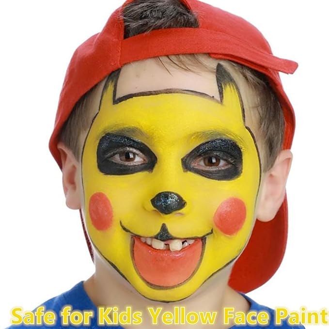 Go Ho Water Based Yellow Face Body Paint Stick,Non-Toxic Face Painting,Easy-to-use Facepaint for Halloween Cosplay SFX Minions Costume Makeup,0.63oz