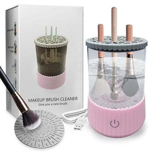 Electric Makeup Brush Cleaner Machine, Quick Efficient Deep Cleaning Makeup Brush, Automatic Spinning Cosmetic Brush Cleaner All Types of Brushes Portable Compact Design for Travel Home Use