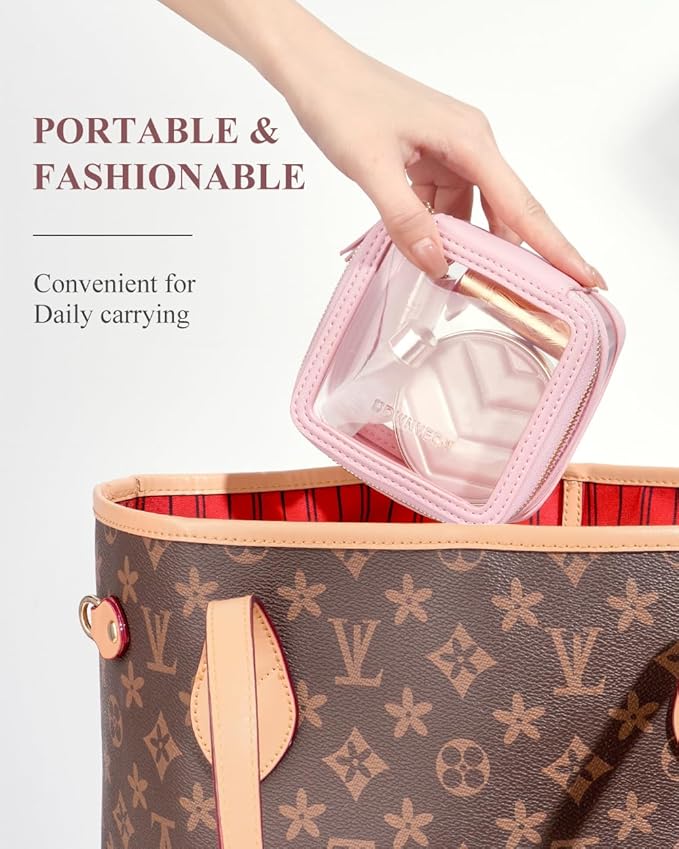 ROWNYEON Clear Makeup Case Toiletry Bag Multipurpose Travel Makeup Train Case Portable Cosmetic Organizer Transparent Storage Bag