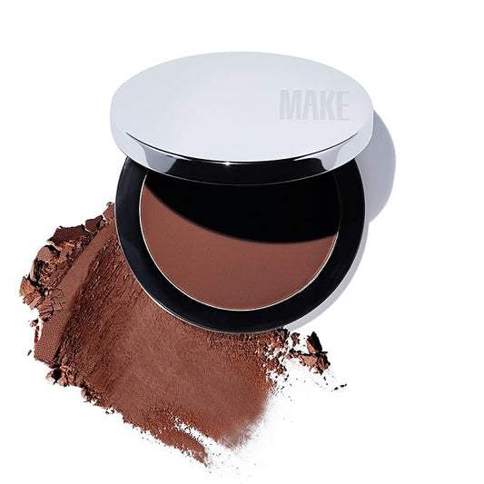 MAKE Beauty Diffusion Set, Translucent Setting Powder - Pressed Face Powder Compact for Smooth Matte Complexion. Sheer Coverage Finishing Foundation for Excess Oil. Shade - Deep