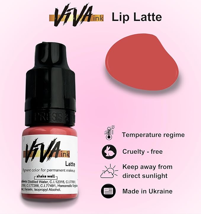 Lip Pigment – Latte – Permanent Lip Makeup – Microblading Ink for Durable and Colorful Lips – Long Lasting Color Lip Cosmetics (0.2 oz)
