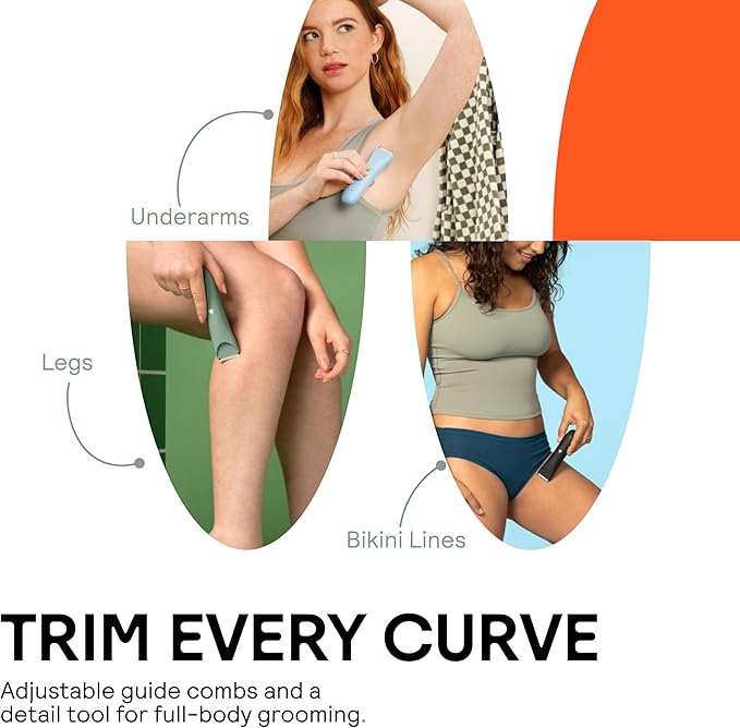 MERIDIAN Slimmer Trimmer – Electric Razor for Women, Bikini Line & Pubic Hair Trimmer, Rechargeable & Waterproof, Painless, Flawless Shave for Sensitive Skin, Gentle, Quiet & Travel-Friendly, Sage