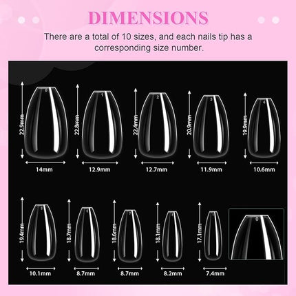 SAVILAND Nail Kit for Beginners: 500 Pcs Nail Tips Pre-Shaped Clear Short Nail Tips with 4-in-1 Nail Glue and Mini Nail Lamp Nail Extension Kit, Nail Art DIY at Home Salon Gift for Women