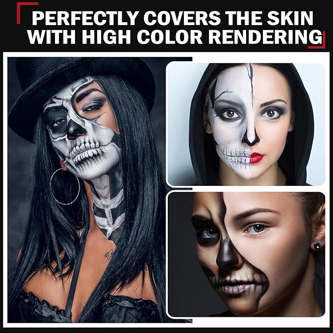 White Body Paint Palette - Oil Based Professional Face & Body Paint for Halloween, Clown, Stage, Zombie, Vampire Makeup