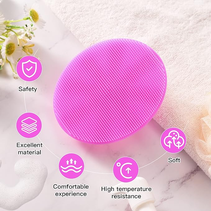 INNERNEED Food-Grade Soft Silicone Body Cleansing Brush Shower Scrubber, Gentle Exfoliating and Massage for All Kinds of Skin (Purple)