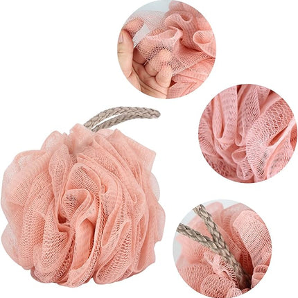 Fu Store Loofah Sponge 60g Shower Loofahs 4 Colors Bath Sponges Mesh Balls for Body Scrubber Exfoliator Wash Back Scrubber Bathroom Men Women - 4 Pack Scrubbers Cleaning Bathing Accessories
