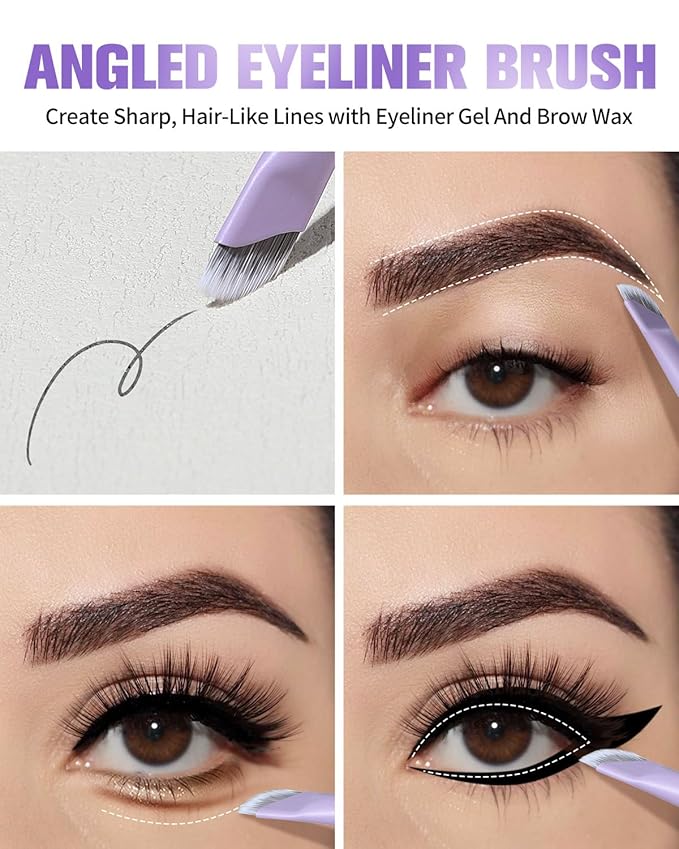 EIGSHOW Dual-Ended Eyebrow Brush with Silver Ion Bristles - Precision Brow Brush and Comb for Lining, Sculpting, Professional Eye Brow Tools (D109P)