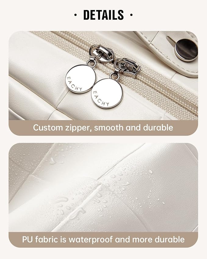 EACHY Travel Makeup Bag,Large Capacity Cosmetic Bags for Women,Waterproof Portable Pouch Open Flat Toiletry Bag Pattern Makeup Bag