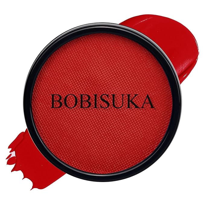 BOBISUKA Devil Red Face Body Paint, Water-Based Face Painting Kit & Body Paints, Kids Adults Facepaint for Halloween Demon Gothic Vampire La-Catrina SFX Makeup, Costume Cosplay Party Theater & Stage