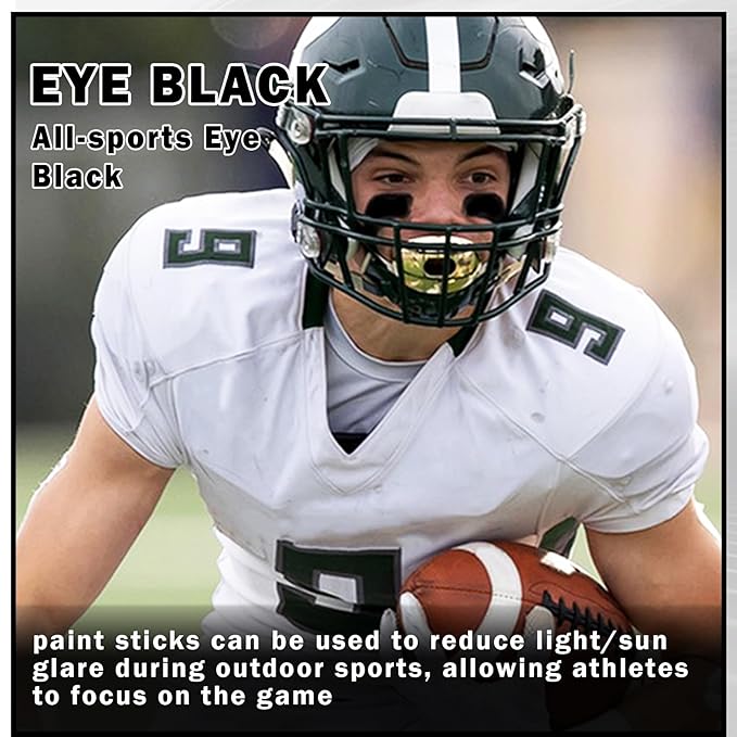 DAMUSI 3 Colors Body Face Paint Sticks Professional Eye Black Baseball Softball Football, Halloween Joker Clown Cosplay Makeup for Adults and Kids (White/Green Eye Black Sticks)