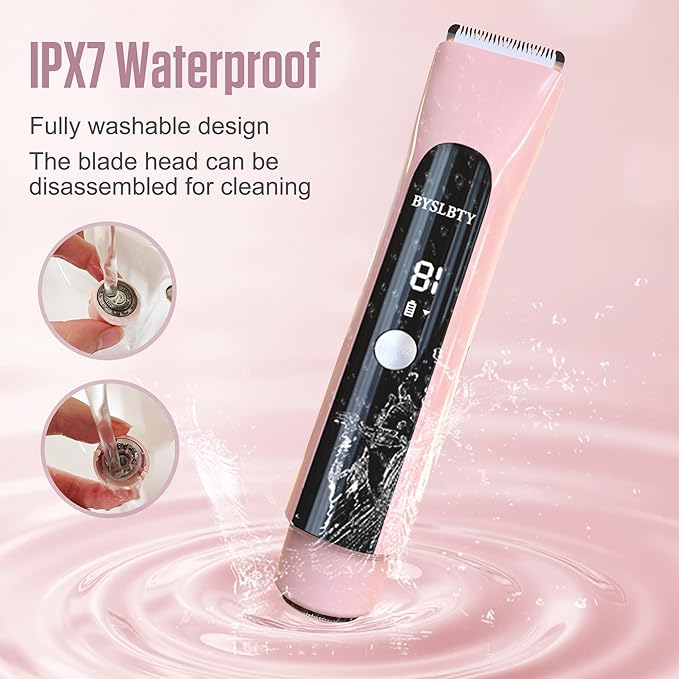 2 in 1 Bikini Trimmer for Women Dual Head Electric Shaver,IPX7 Waterproof Wet & Dry, Painless Shaver for Body Face Private Area Pink