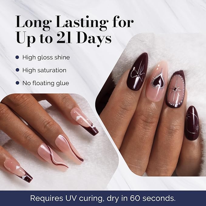 MelodySusie Fleurwee Plant Based Gel Nail Polish, Hema Free Purple Brown Nail Polish, Soak Off UV LED Gel Polish Gift for Women 21 Non Toxic Long Lasting Nail Art Manicure Salon DIY at Home P30