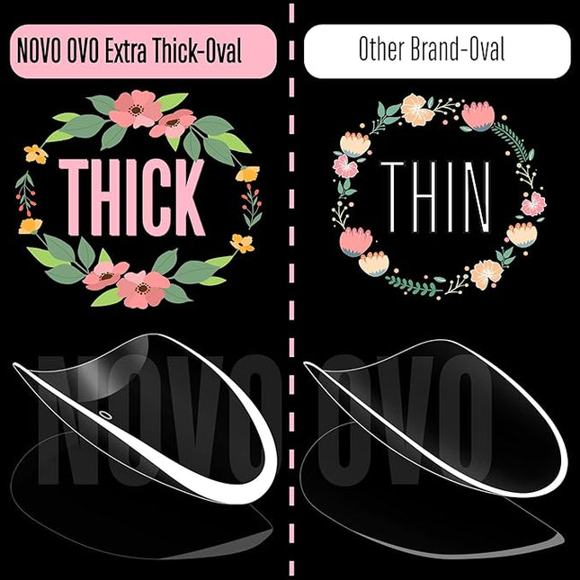 NOVO OVO Extra Thick Oval Nail Tips Press on Natural Curve, Medium Soak Off Soft Gel Fake Nail Extension, Full Cover Matte Cuticle False Nails for Acrylic French, Salon DIY x 14 Sizes 336 pcs