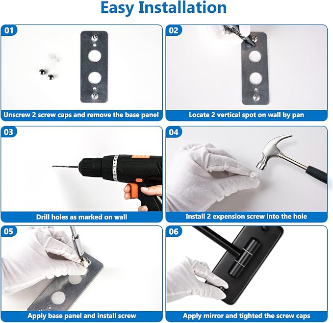 DECLUTTR 9 Inch Large Wall Mounted Makeup Mirror, 1X/10X Magnifying Mirror Double-Sided, 360° Swivel Extendable Makeup Mirror for Bathroom, Black