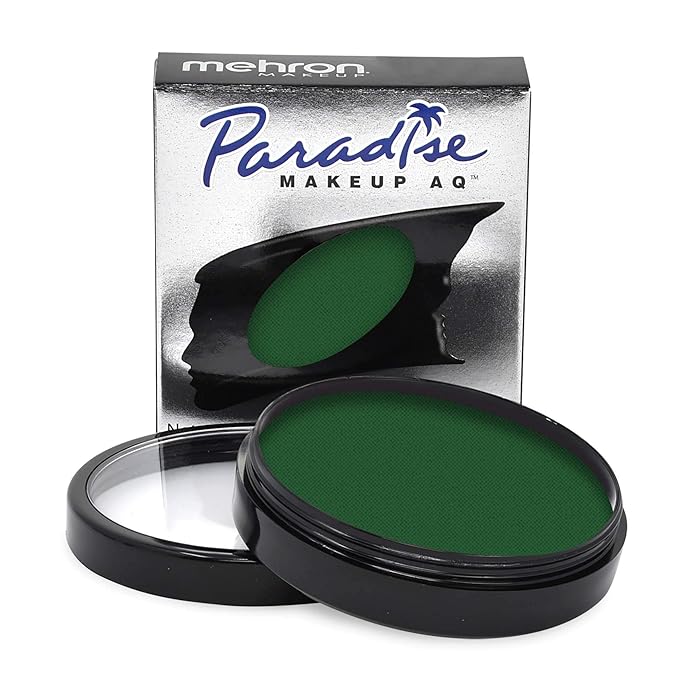 Mehron Makeup Paradise Makeup AQ Pro Size | Stage & Screen Performance, Face & Body Painting, Beauty, Cosplay, and Halloween | Water Activated Face Paint, Body Paint 1.4 oz (40 g) - Dark Green