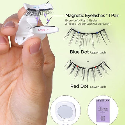 BEYELIAN Magnetic Eyelashes with Applicator Kit, Upgrade Reusable Natural False Lashes, No Glue Needed Soft Magnetic Lashes for Eye (Lightweight & Comfortable)