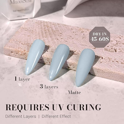 MelodySusie 0.5fl oz Gel Nail Polish,Gray Blue Color Nails Soak Off UV LED Blue Gel Polish Gift for Women Nail Art Manicure Salon DIY Nail Design Decoration at Home-251-A2041