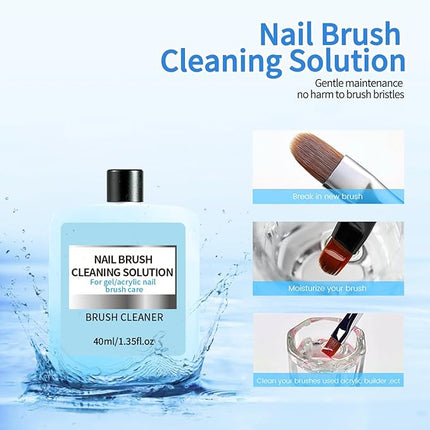 Nail Brush Cleaner 40ml Cleaner Efficient Nail Cleaner for Acrylic Nails Professional Brush Cleaner for acrylic Clean and Maintain Your Nail Brushes with Cleaning Solution