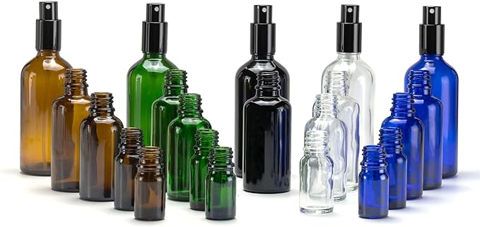 YIZHAO Amber Glass Spray Bottles 1oz, with Small Fine Mist Spray, Metal Cap, Refillable for Essential Oil,Travel,Cleaning,Perfume,Aromatherapy,Makeup – 6 Pcs