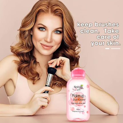 Norate Makeup Brush Cleaner, Make Up Brush Cleansers Solution, Makeup Cleaner for Makeup Brushes, Beauty Sponge, Powder Puff, Deep Clean Brush Shampoo, Gentle Formula Cruelty Free 4.4 FL.OZ