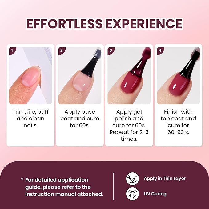 Beetles Burgundy Red Gel Nail Polish - 15ML Wine Red Neutral Cherry Color Jelly Fall Gel Polish Soak Off UV Translucent Effect Blushed Wine Series Manicure Gift for Women